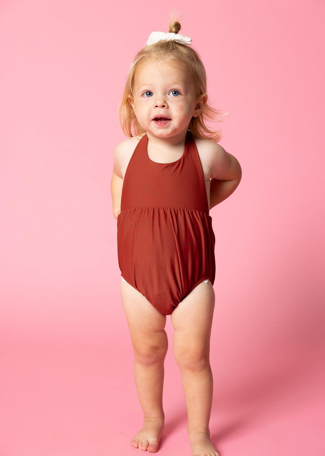 Baby Girl One-Piece Swimsuit - Amber Brown