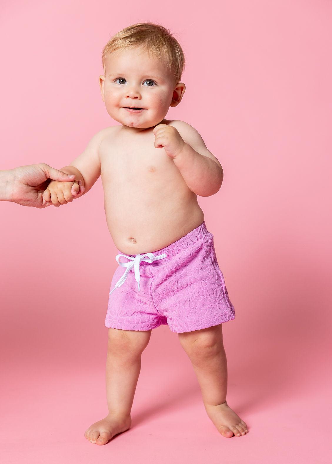 Baby Boy Swimsuit - Shorts - Textured Orchid Daisy