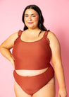 High-Waisted Swimsuit Bottom - Amber Brown