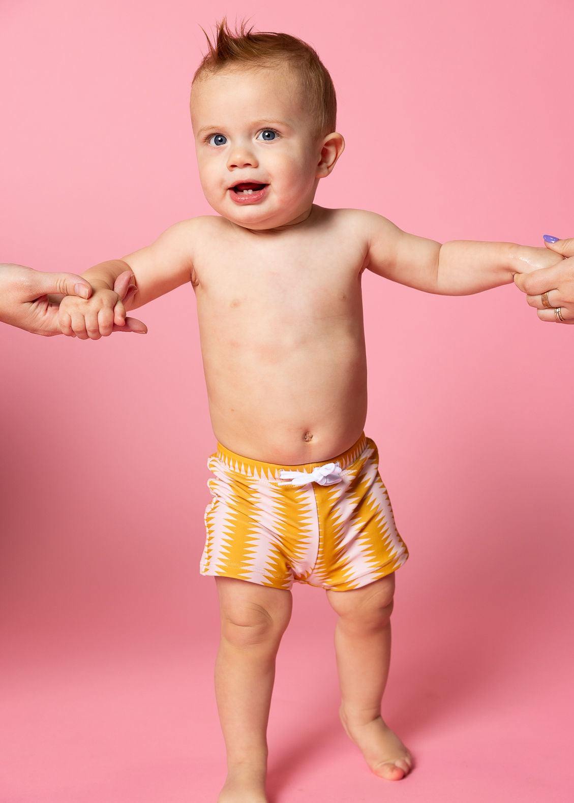 Baby Boy Swimsuit - Shorts - Vintage Triangles