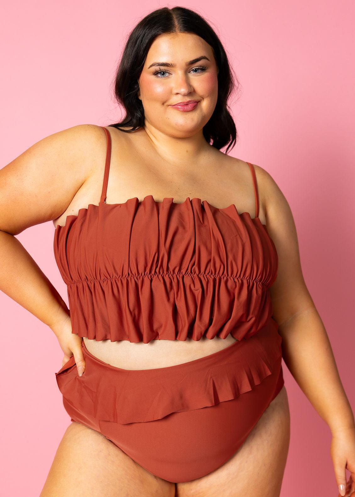 High-Waisted Swimsuit Bottom - Amber Brown