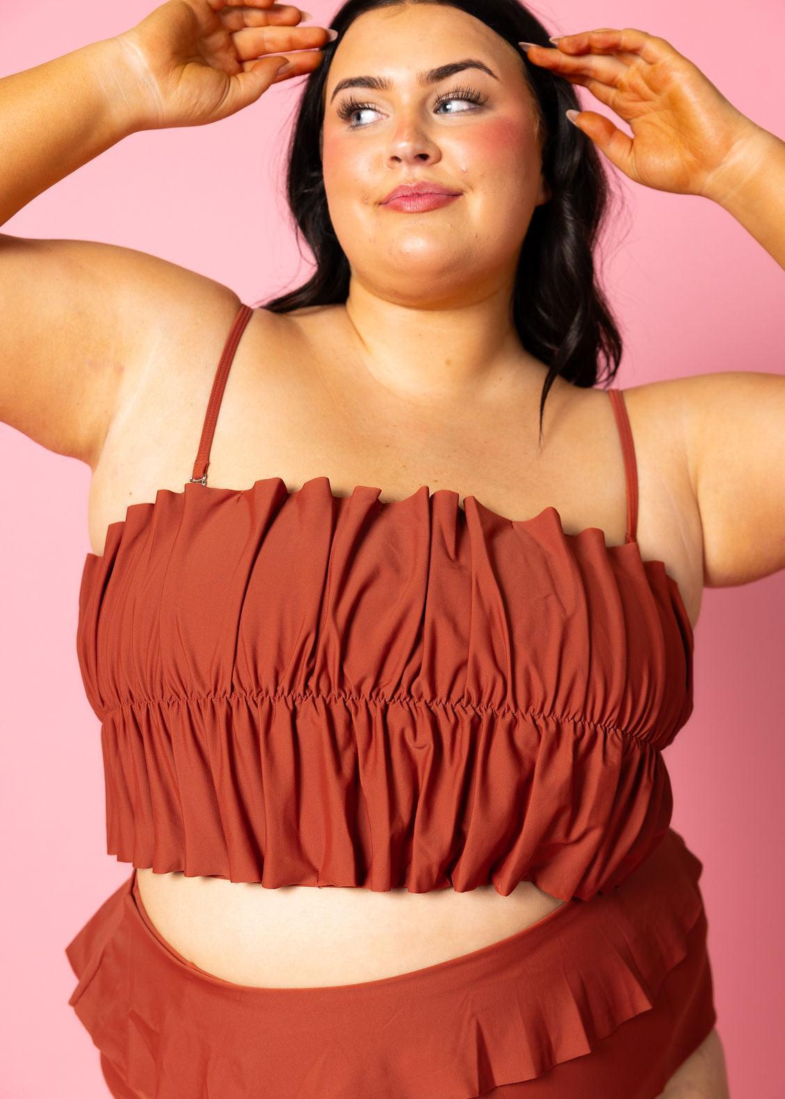 Ruffle tube top bikini sales