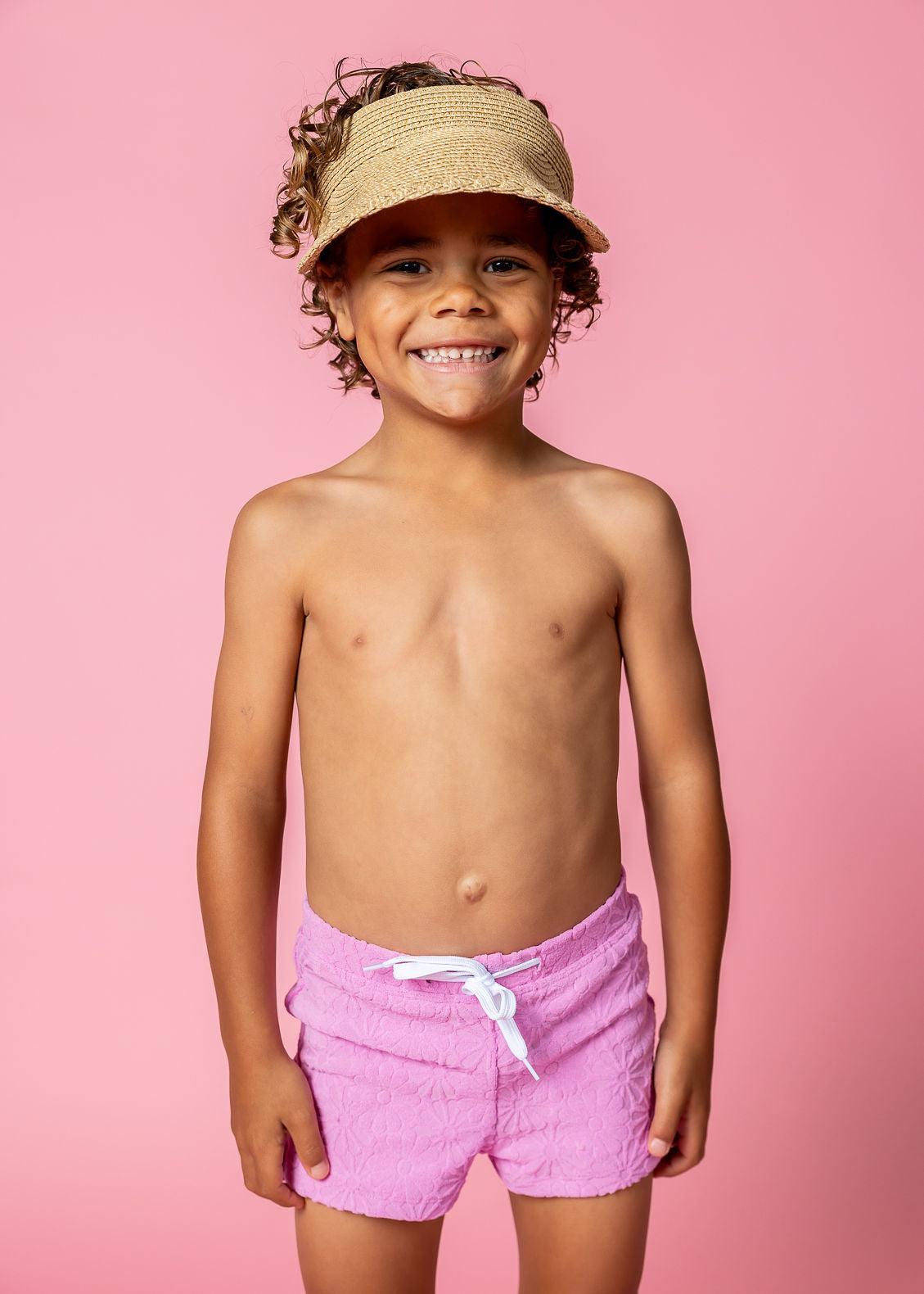 Baby Boy Swimsuit - Shorts - Textured Orchid Daisy