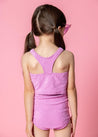 Girls High-Waisted Swimsuit Bottoms - Textured Orchid Daisy