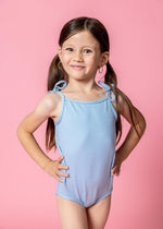 Girls One-Piece Swimsuit - Waffled Barely Blue