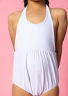 Girls One-Piece Swimsuit - Light Blue Stripe