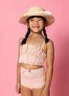 Girls High-Waisted Swimsuit Bottoms - Ribbed Whipped Peach