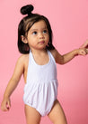 Baby Girl One-Piece Swimsuit - Light Blue Stripe