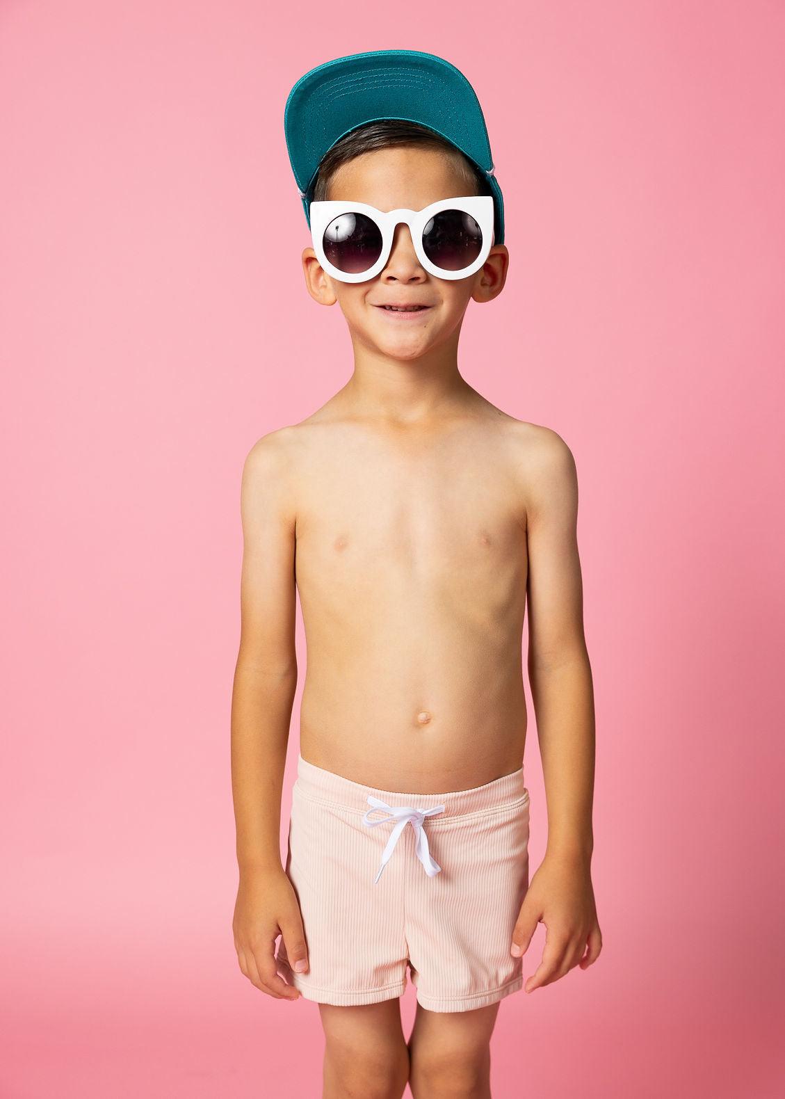 Boys Swimsuit - Shorts  - Ribbed Whipped Peach