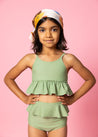 Girls Crop Top Swimsuit - Meadow Green