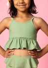 Girls Crop Top Swimsuit - Meadow Green