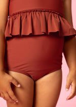 Girls High-Waisted Swimsuit Bottoms - Amber Brown