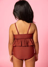 Girls Crop Top Swimsuit - Amber Brown