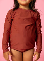 Girl/Boy Swimsuit Rashguard Top - Amber Brown