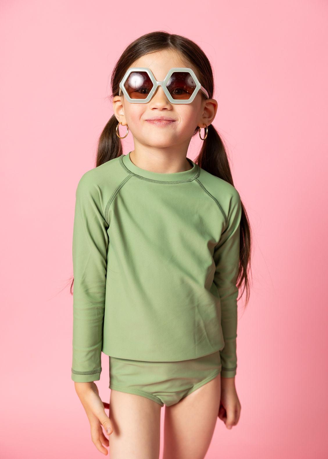 Girl/Boy Swimsuit Rashguard Top - Meadow Green