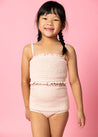 Girls High-Waisted Swimsuit Bottoms - Ribbed Whipped Peach