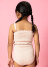 Girls High-Waisted Swimsuit Bottoms - Ribbed Whipped Peach