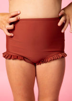 Girls High-Waisted Swimsuit Bottoms - Amber Brown