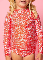 Girl/Boy Swimsuit Rashguard Top - Red Ditsy Floral