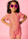 Girl/Boy Swimsuit Rashguard One-Piece - Red Ditsy Floral