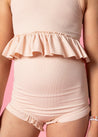 Teen Girl High-Waisted Swimsuit Bottoms - Ribbed Whipped Peach