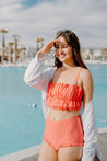 Oversized Ruffle Top | Deep Coral - Kortni Jeane