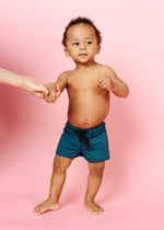 Baby Boy Swimsuit - Shorts - Ribbed Midnight Teal