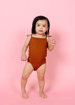 Baby Girl One-Piece Swimsuit - Ribbed Caramel