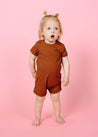 Baby Girl/Boy Swimsuit Rashguard One-Piece - Ribbed Caramel