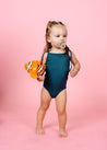 Baby Girl One-Piece Swimsuit - Ribbed Midnight Teal