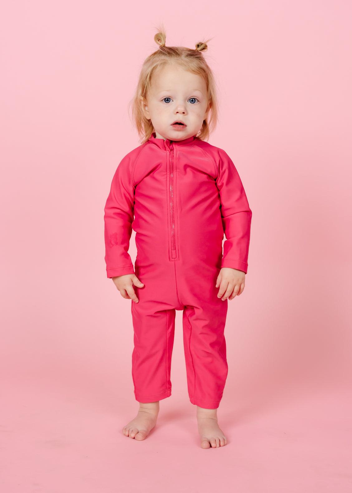 Baby Rashguard One-Piece (Unisex) | Pink Raspberry - Kortni Jeane