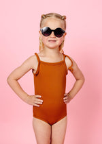 Girls One-Piece Swimsuit - Ribbed Caramel