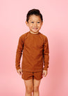 Boys Swimsuit - Shorts  - Ribbed Caramel