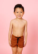 Boys Swimsuit - Shorts  - Ribbed Caramel