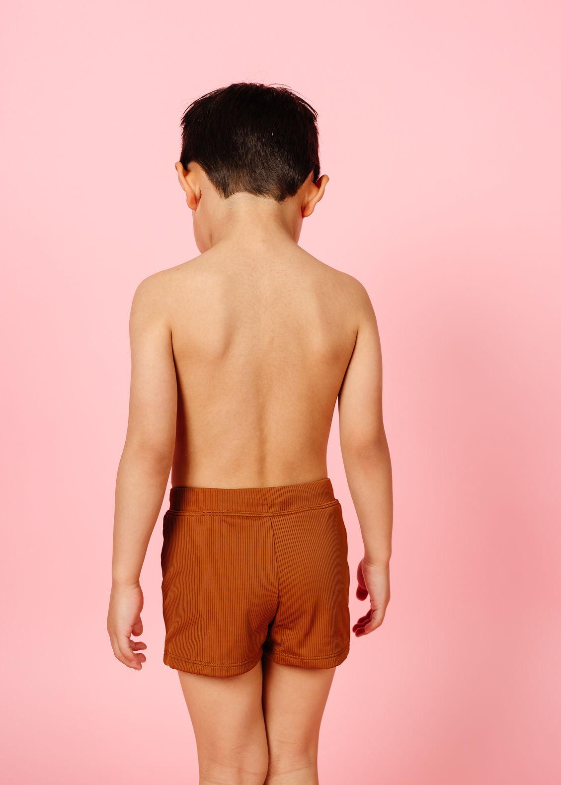 Boys Swimsuit - Shorts  - Ribbed Caramel