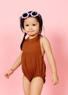 Girls One-Piece Swimsuit - Ribbed Caramel