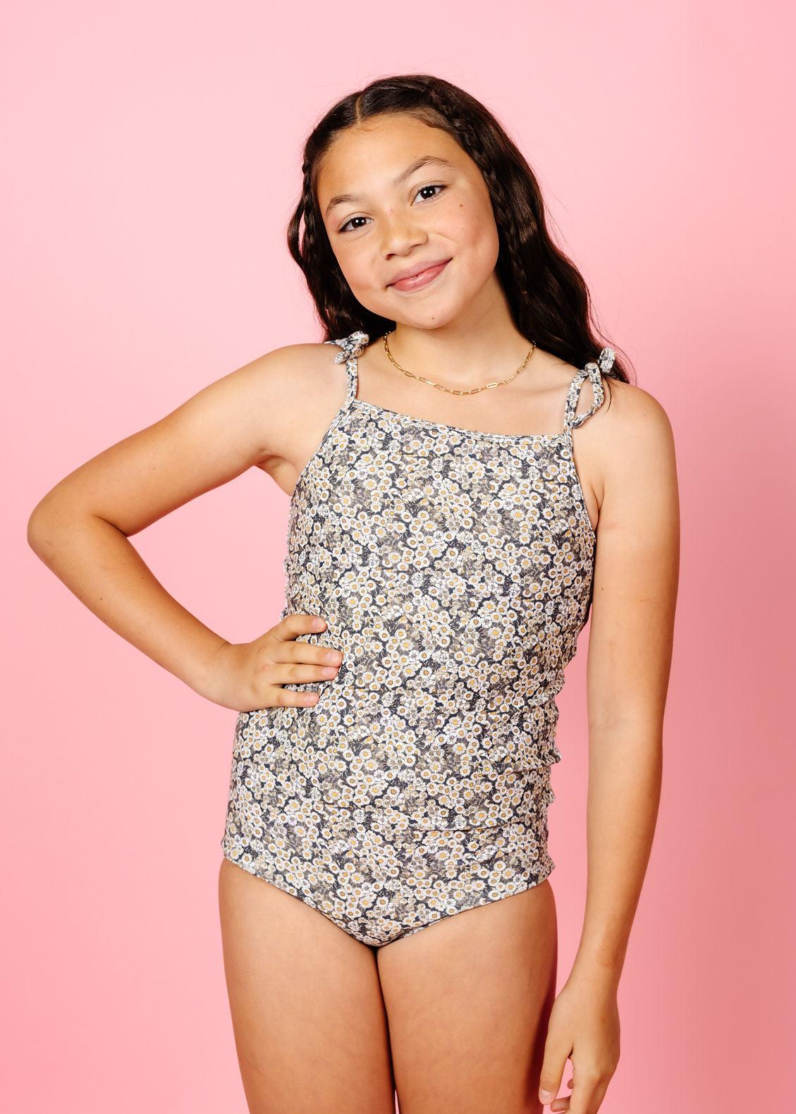 Teen Girl One-Piece Swimsuit - Antique Daisy