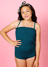 Teen Girl High-Waisted Swimsuit Bottoms - Ribbed Midnight Teal