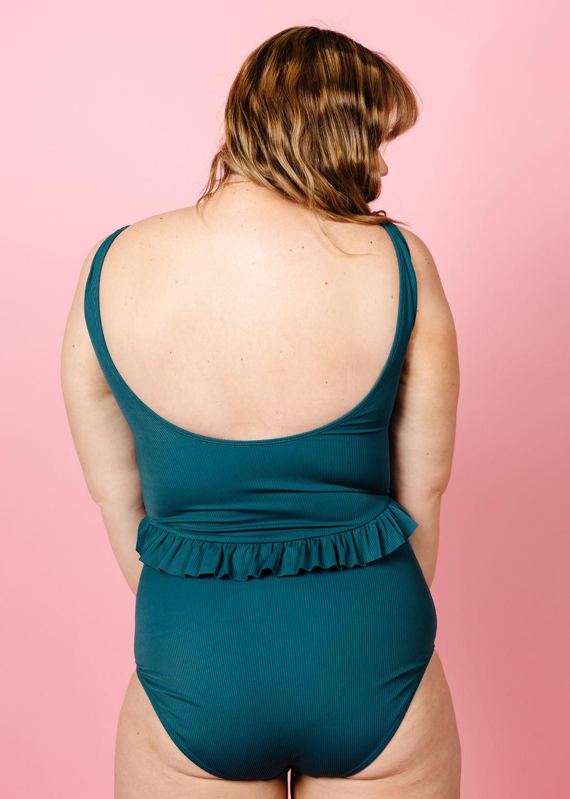 One-Piece Swimsuit - Ribbed Midnight Teal