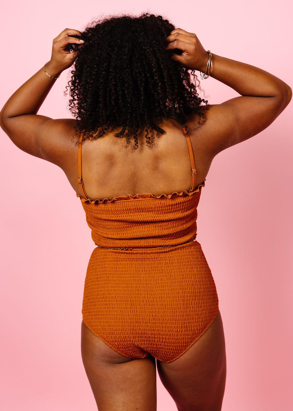 High-Waisted Swimsuit Bottom - Ribbed Caramel