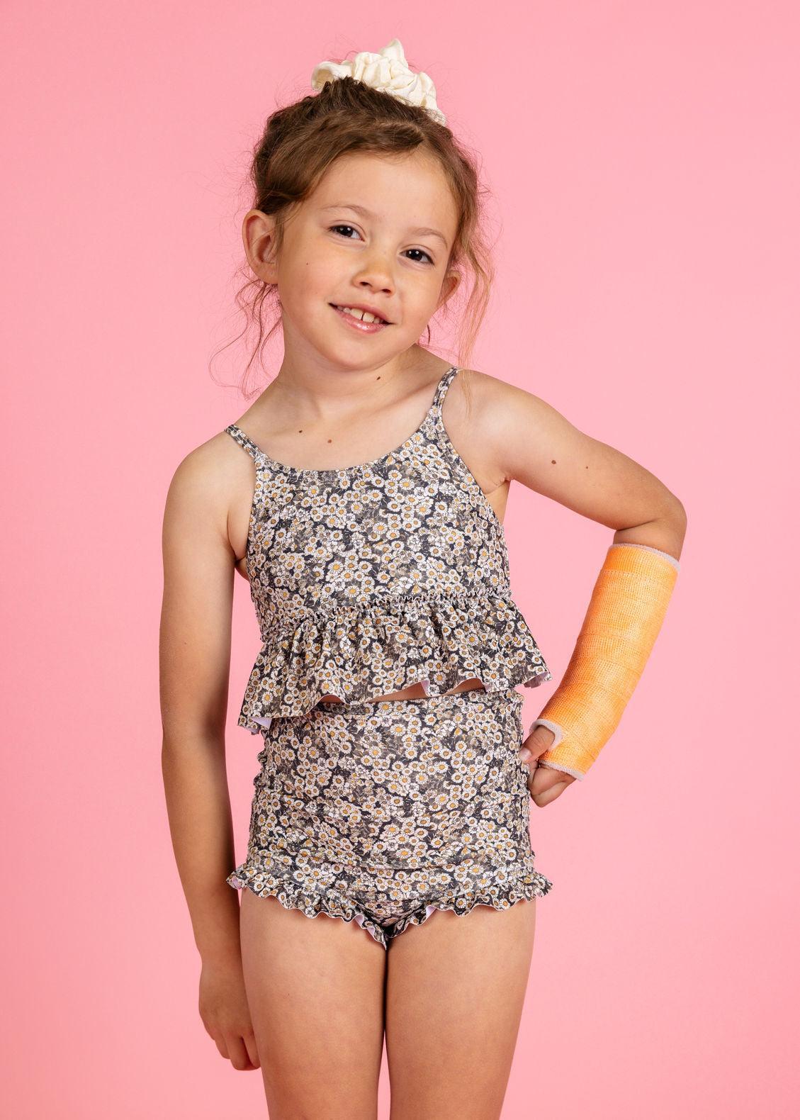 Girls Crop Top Swimsuit - Antique Daisy