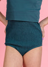 Teen Girl High-Waisted Swimsuit Bottoms - Ribbed Midnight Teal
