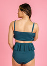 Crop Top Swimsuit - Ribbed Midnight Teal
