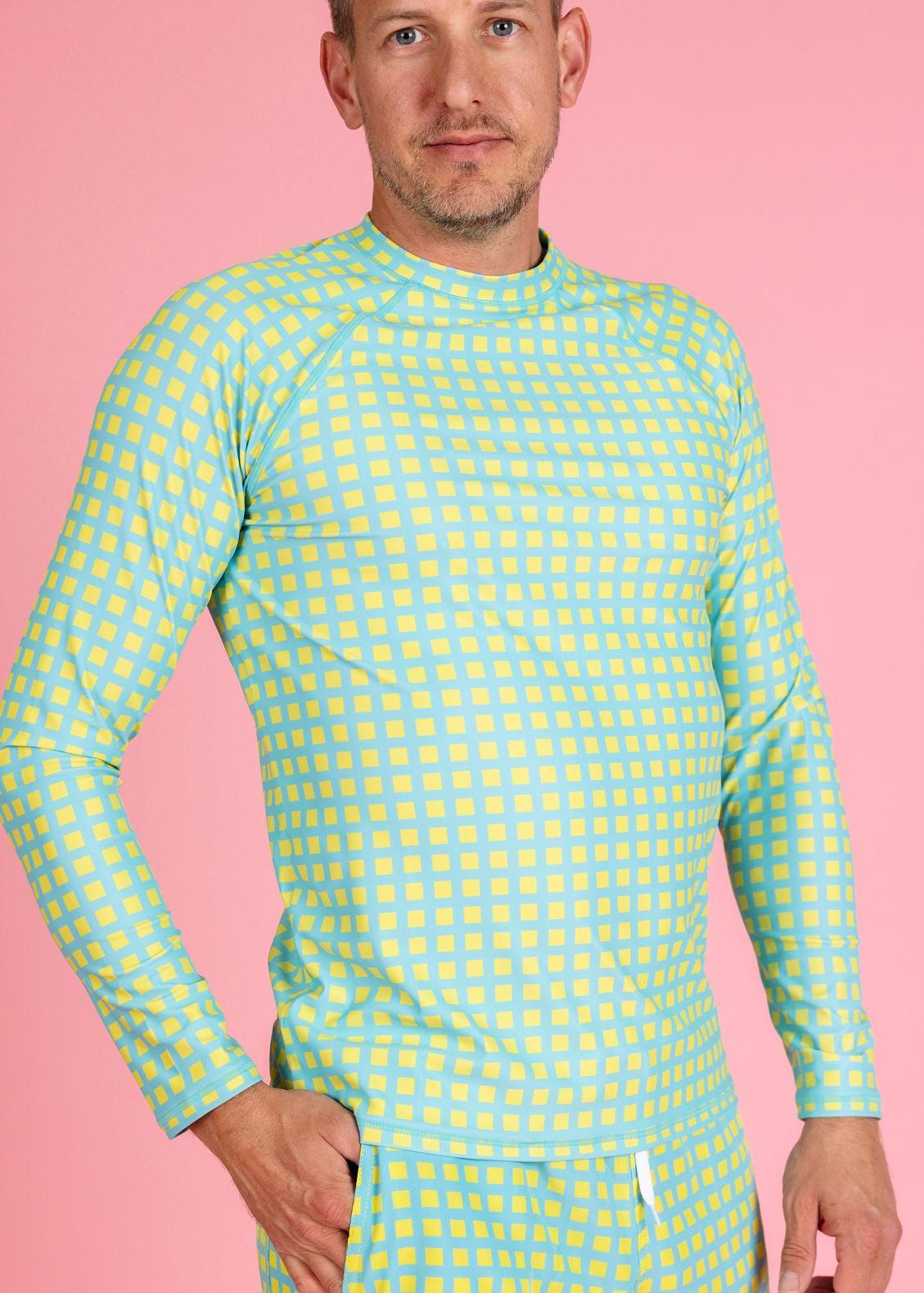 Mens Swimsuit Rashguard Top - Block Party