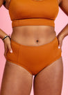 High-Waisted Swimsuit Bottom - Ribbed Caramel