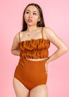 Crop Top Swimsuit - Ribbed Caramel