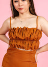 Crop Top Swimsuit - Ribbed Caramel