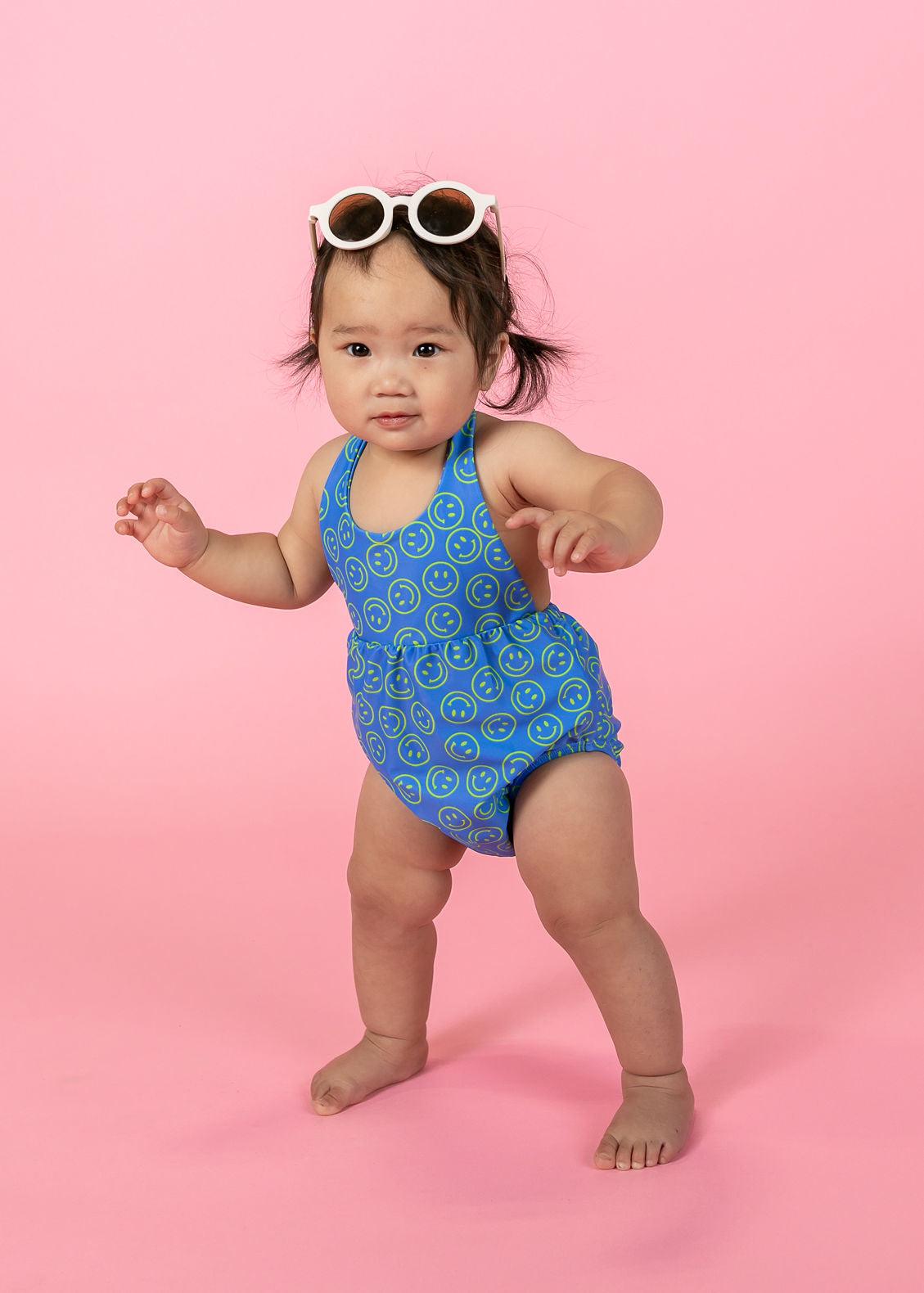 Baby Girl One-Piece Swimsuit - Smiley