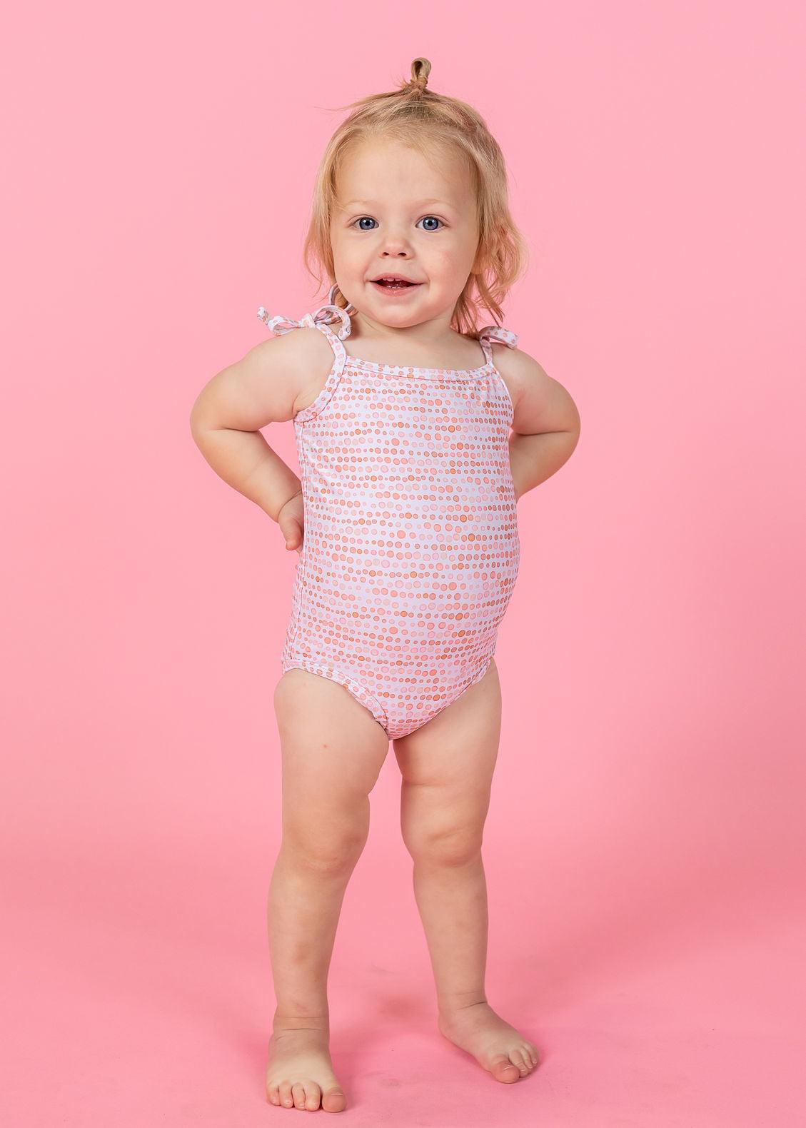 Baby Girl One-Piece Swimsuit - Watercolor Dots