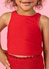 Girls Crop Top Swimsuit - Cherry Red